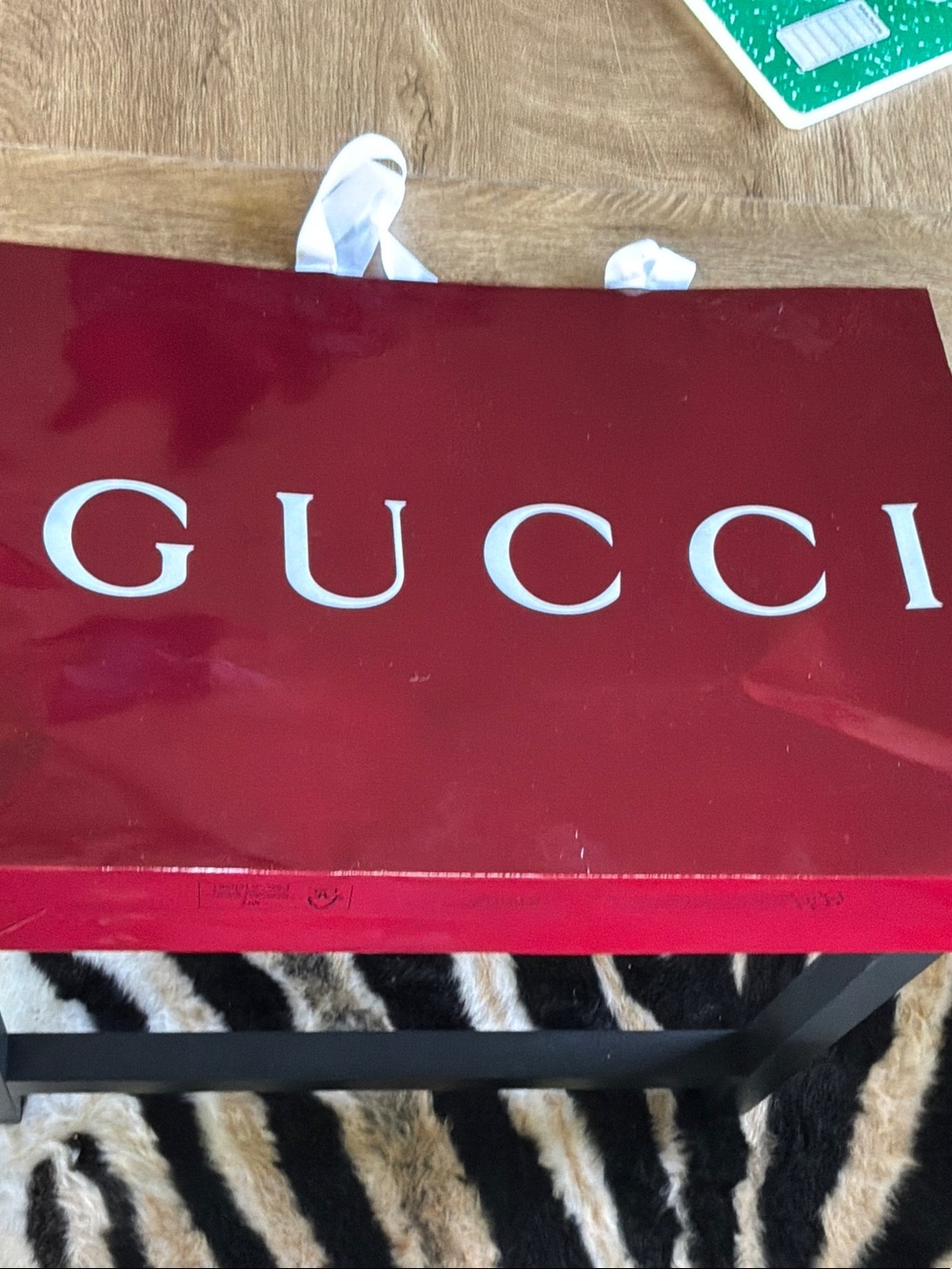 Gucci Red Glossy Shopping Bag with White Logo